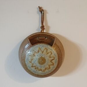 Vintage Studio Pottery Wall Pocket Planter Signed Boho Rustic Southwestern